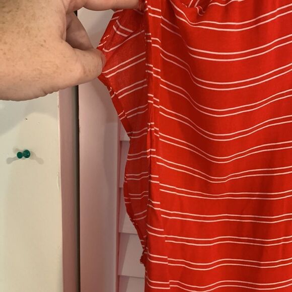 Torrid red stripe shirt with cut outs on back 2 - Picture 9 of 9